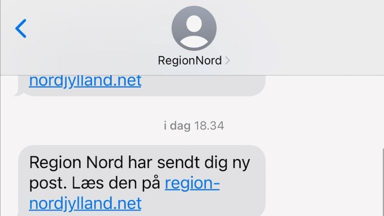 skærmbillede af falsk sms