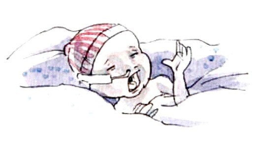 Illustration of yawning baby